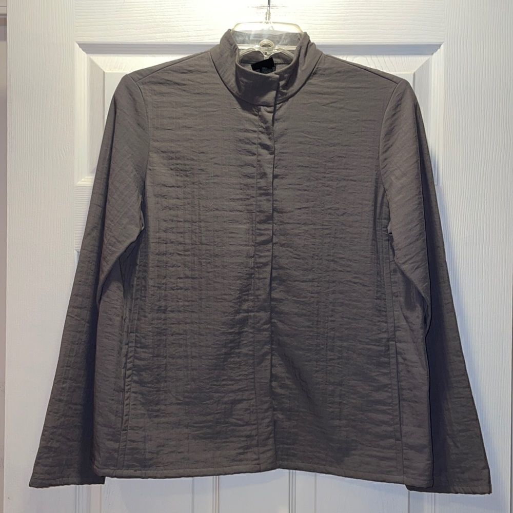 Eileen Fisher Gray/Taupe Zip Front Jacket